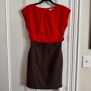 LOFT‎ Vibrant Orange and Tweed Dress